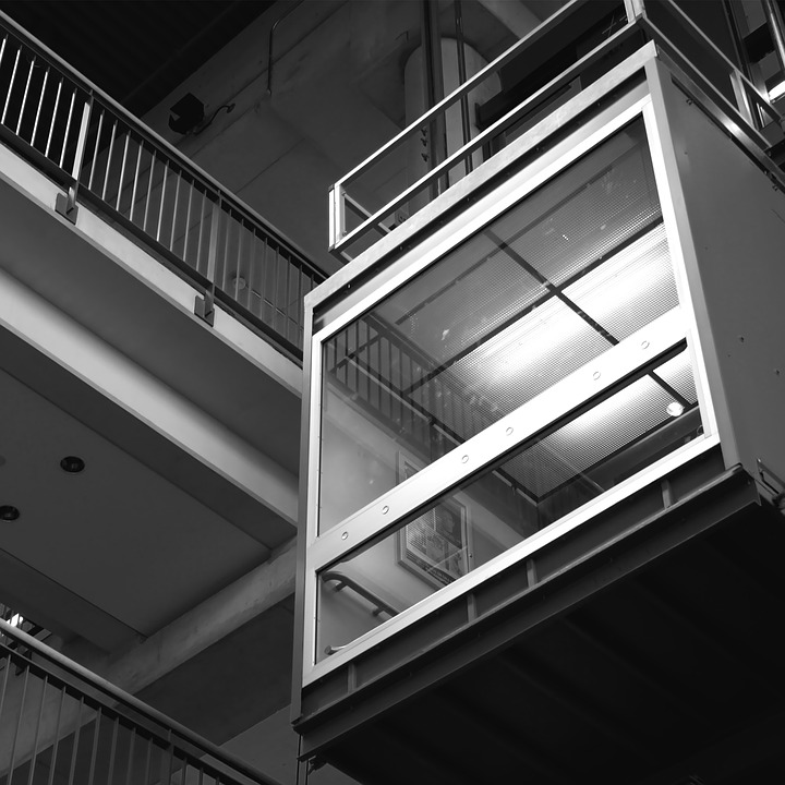 Black And White Building Elevator Architecture